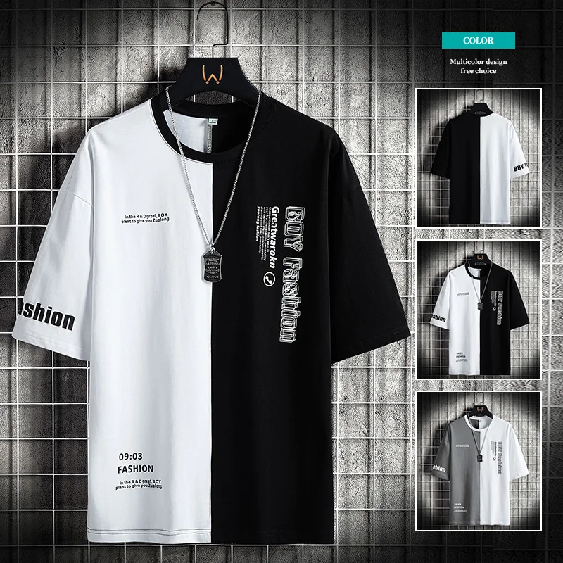 

Korean Short Streetwear Hip Summer Hop Men Harajuku Top Fashion Mens Casual Shirts 100% Cotton Shirt Tees Clothing Sleeve 4XL