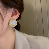 shine laser pearl stud earrings for women silver needle exquisite cubic zirconia luxury cartilage earrings 2022 fashion jewelry