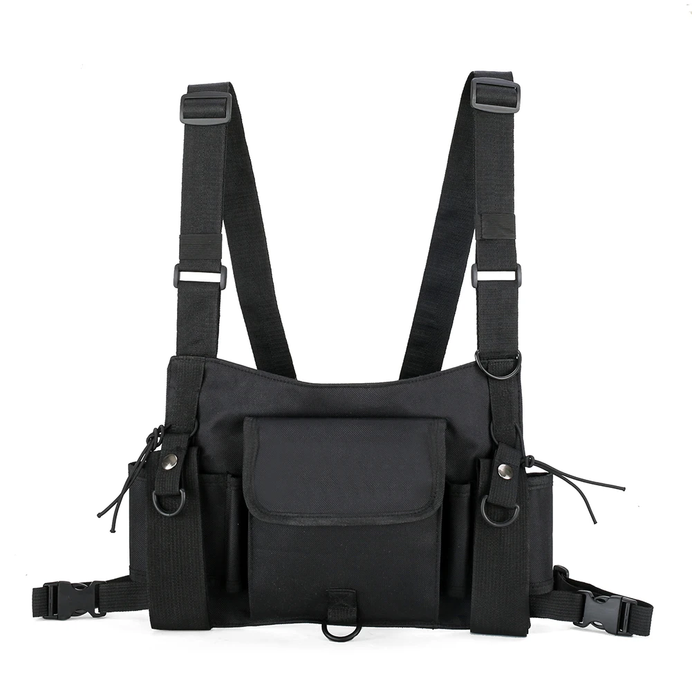 

Nylon Unisex Harness Hip Hop Streetwear Large Capacity Waist Belt Chest Bag With Shoulder Strap Vest Pouch Fashion Multi Pockets