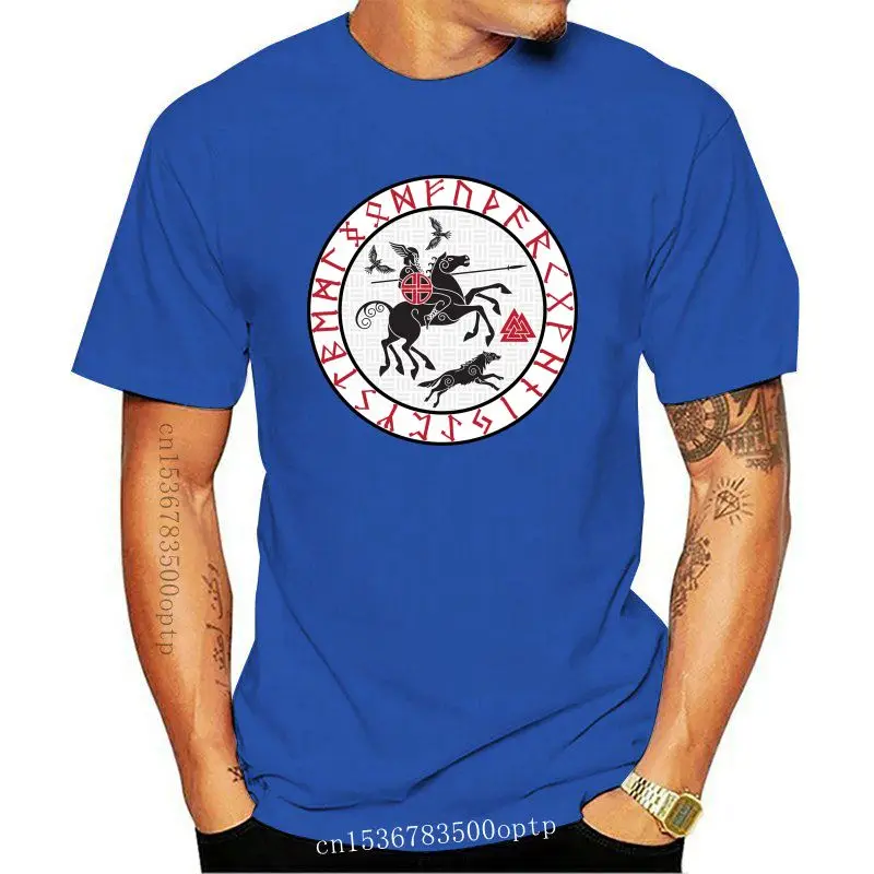 

Camiseta de mitología nórdica vikinga Wotan, Sleipnir, Twin Ravens, camiseta estampada, camiseta Harajuku de manga corta para ho
