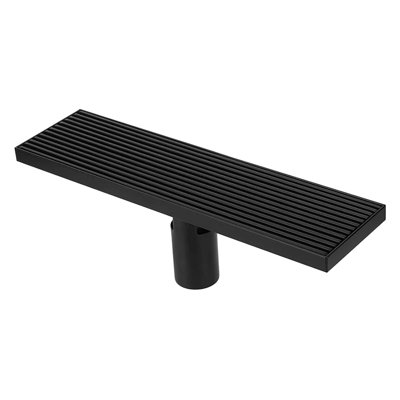 

304 Stainless Steel Floor Drain Linear Shower Floor Drain Black Floor Drain with Rectangular Grille Cover Removable.