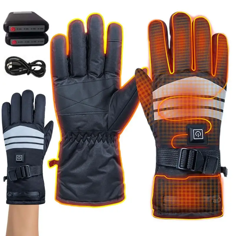 

1 Pair Heated Gloves Winter Electric Heating Gloves 3 Gears Temperature Adjustable Warm Gloves Hand Protective Covers