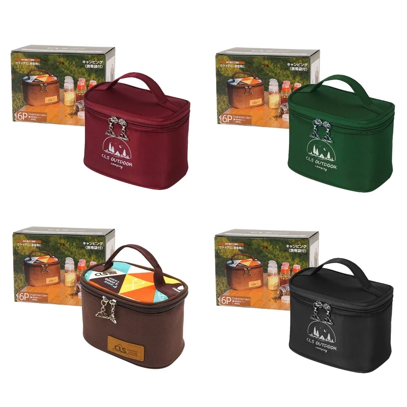

7Pcs/set Outdoor Camping Tableware Storage Container Condiment Dispenser Seasoning Bottles Cans with Bag For BBQ Drop Shipping