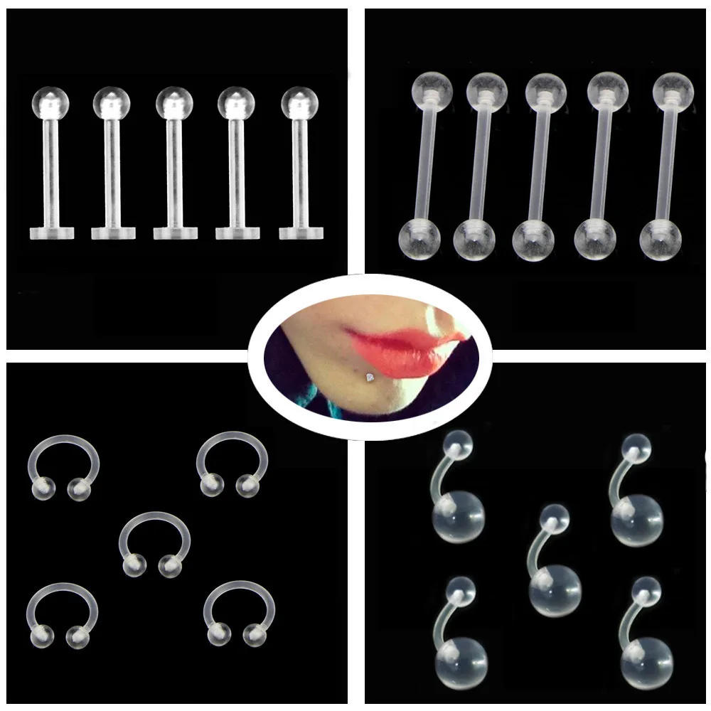 

20PCS Acrylic Nose Ring Studs Transparent Invisible Nose Ring Hypoallergenic Piercing Supplies