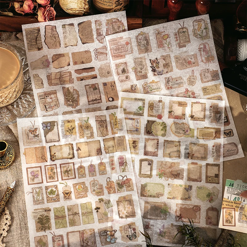 

Vintage Style Washi Stickers Aesthetic Scrapbooking Notebooks Diary Decor Junk Journal Sketchbook Collage Material For School
