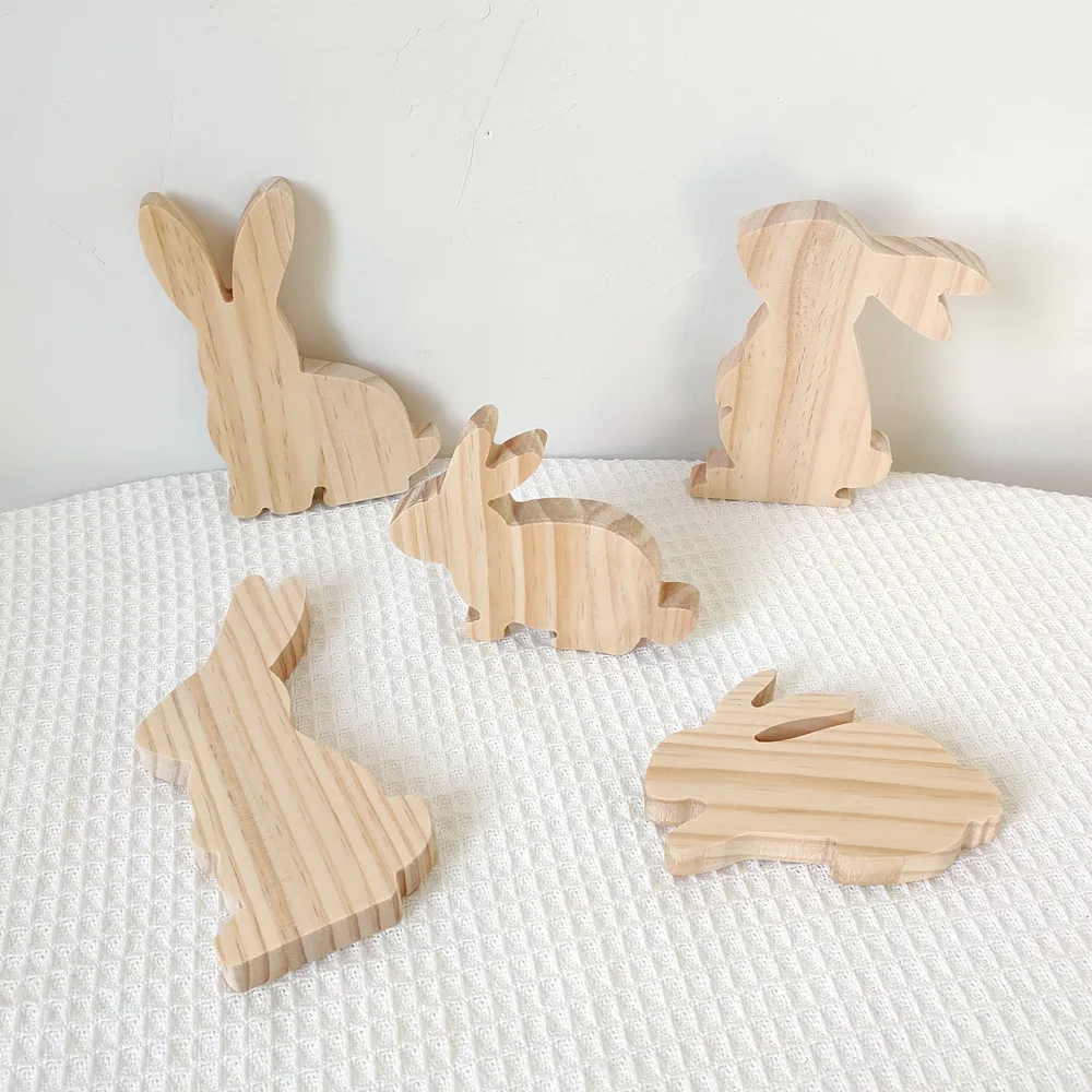 Пасхальные украшения в форме кролика из массивного дерева Праздничный орнамент