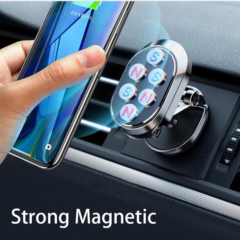 

Вращающийся на 720 градусов металлический магнитный автомобильный держатель для телефона, складная универсальная подставка для телефона, магнитное крепление на вентиляционное отверстие, поддержка GPS для всех телефонов