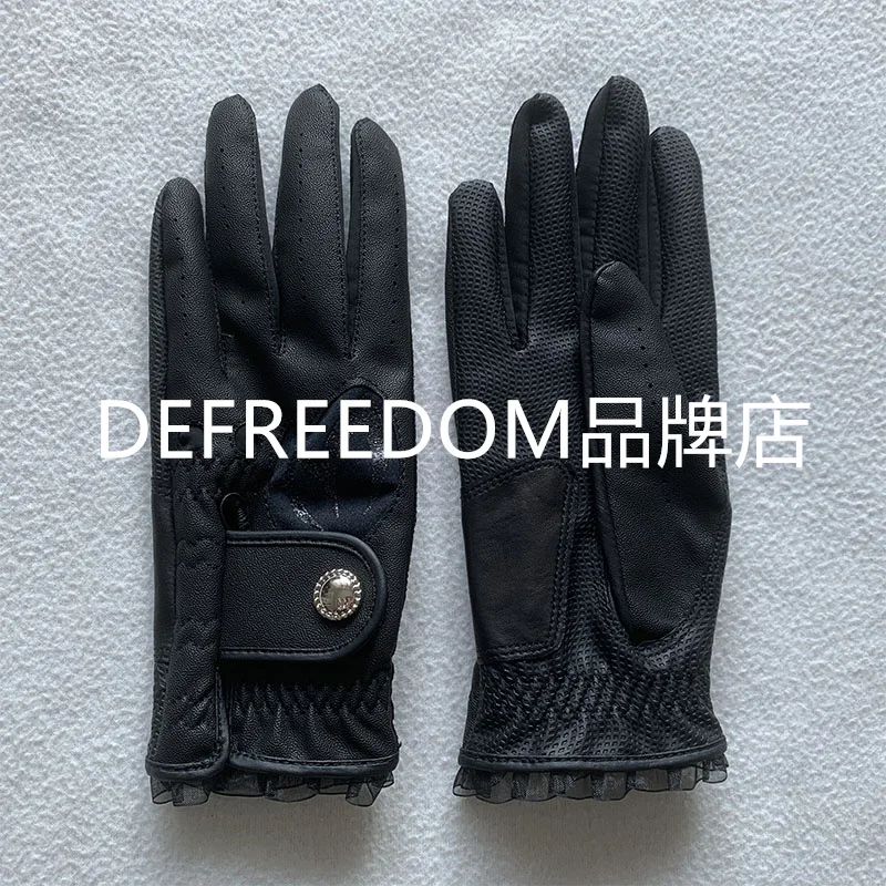 New Golf Ladies Leather Non-slip Sun Protection Gloves Microfiber Cloth Gloves