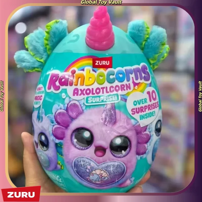 Фото ZURU Rainbocorns Axolotlcorn Surprise Magic Egg: Коллекционная мягкая игрушка-единорог в закрытой коробке, милый декор, сладкий подарок на день рождения №2