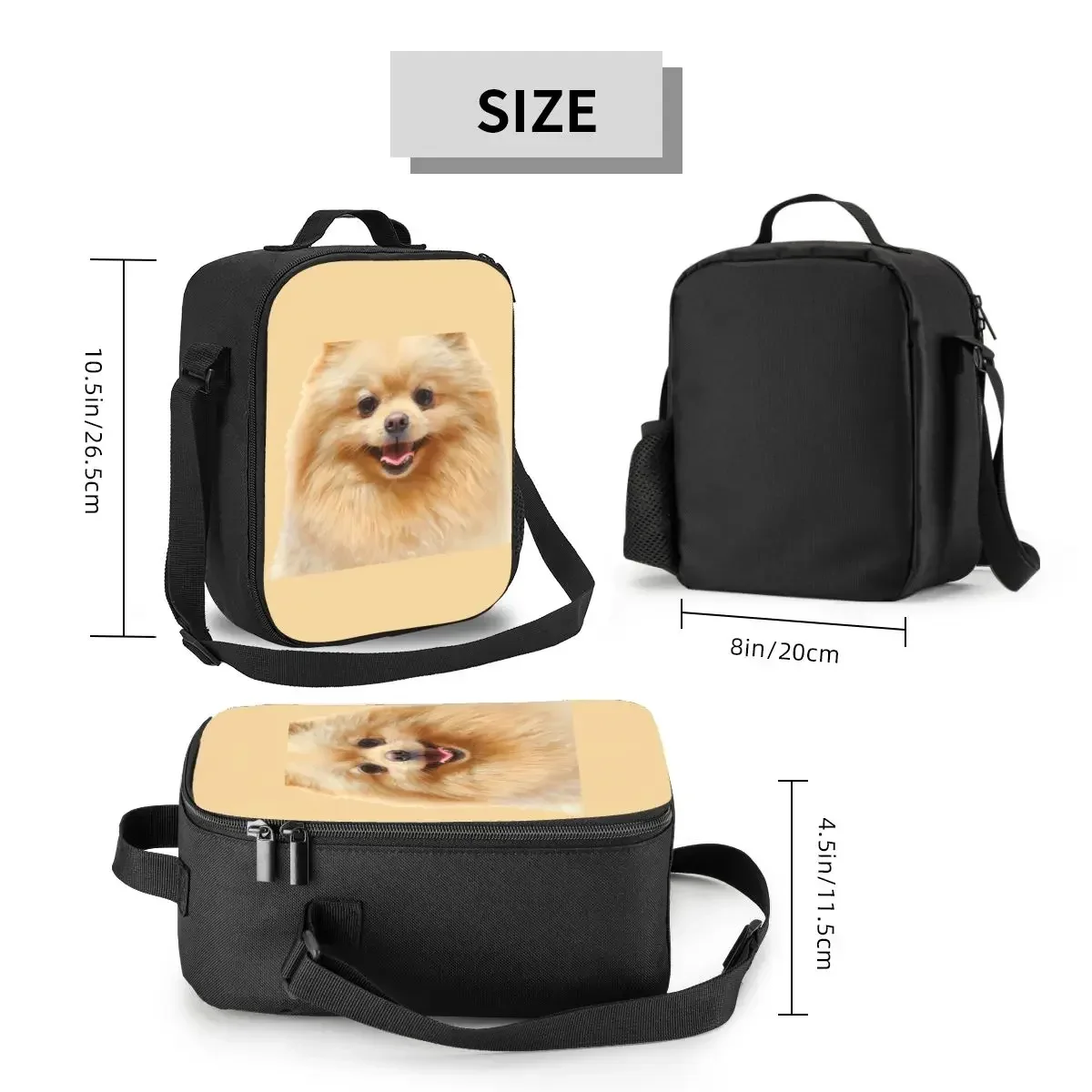 Изолированные сумки для обеда Pomerania собак школы офиса Spitz Pet многоразовый