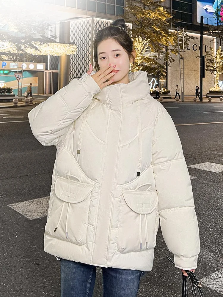 MEILLY DOLPHIN New Korean Fluffy Hooded Bread Down Jacket Women Winter Thick Loose Casual Warm  Short Cotton PaddedJacket Coat