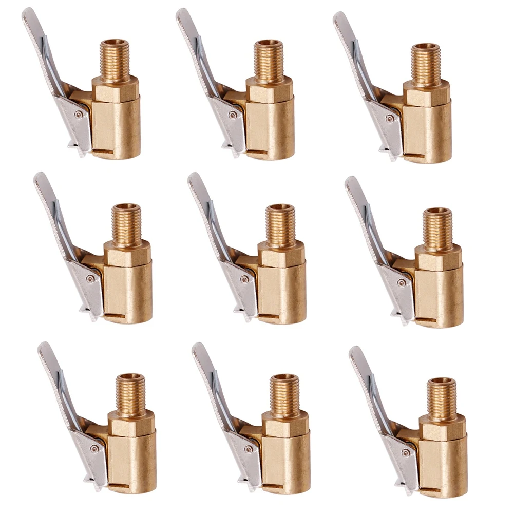 

100X Car Tire Chuck Inflator Pump Valve Connector Clip-On Adapter Car Brass 8Mm Tyre Wheel Valve for Inflatable Pump