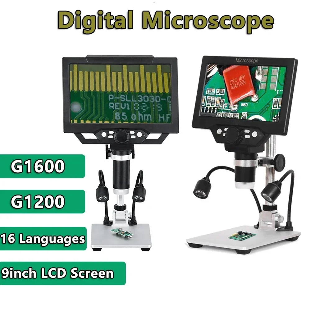 Цифровой микроскоп G1600 G1200 12 м 1-1600X с увеличением 9-дюймовый ЖК-дисплей режим