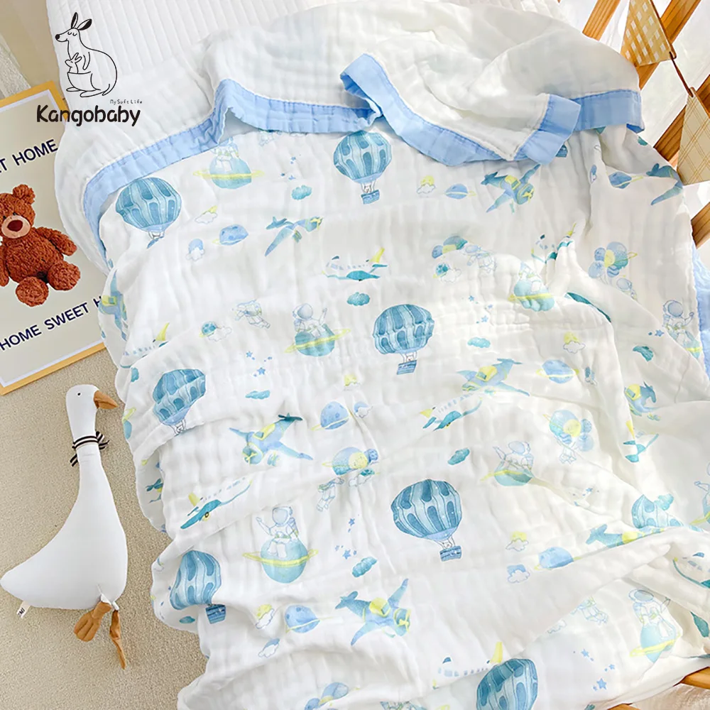 

Kangobaby cute design 6 layers 100% Cotton Muslin Blanket #My Soft Life# Baby Air Condition Blanket Newborn Quilt Infant Swaddle