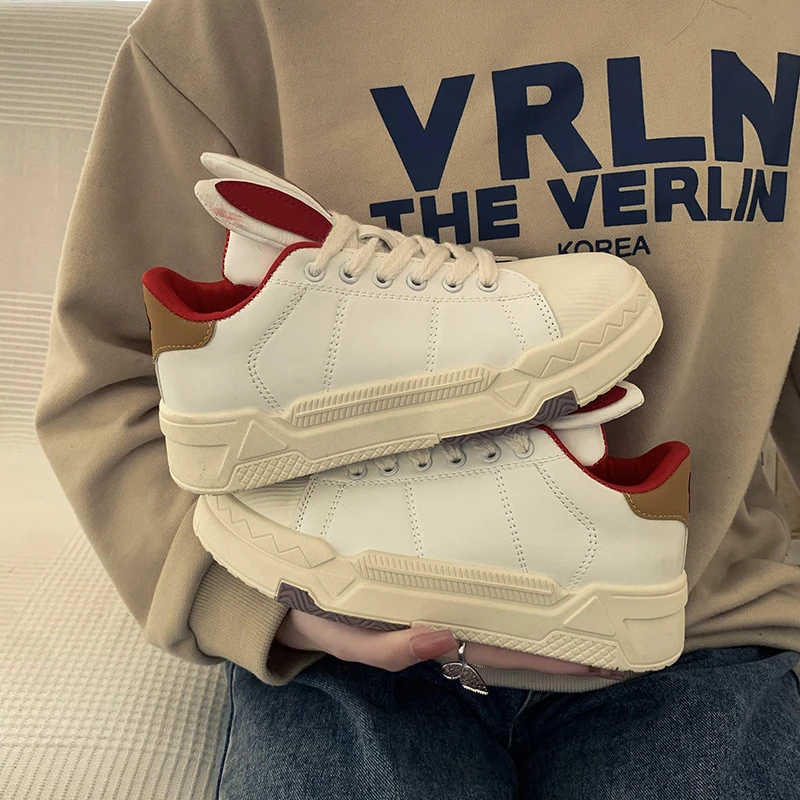 

Women's Vulcanized Shoes 2023 New Women's Sports Shoes Fashion Cute Little Rabbit Ear Sports Shoes Youth Skateboarding Shoes