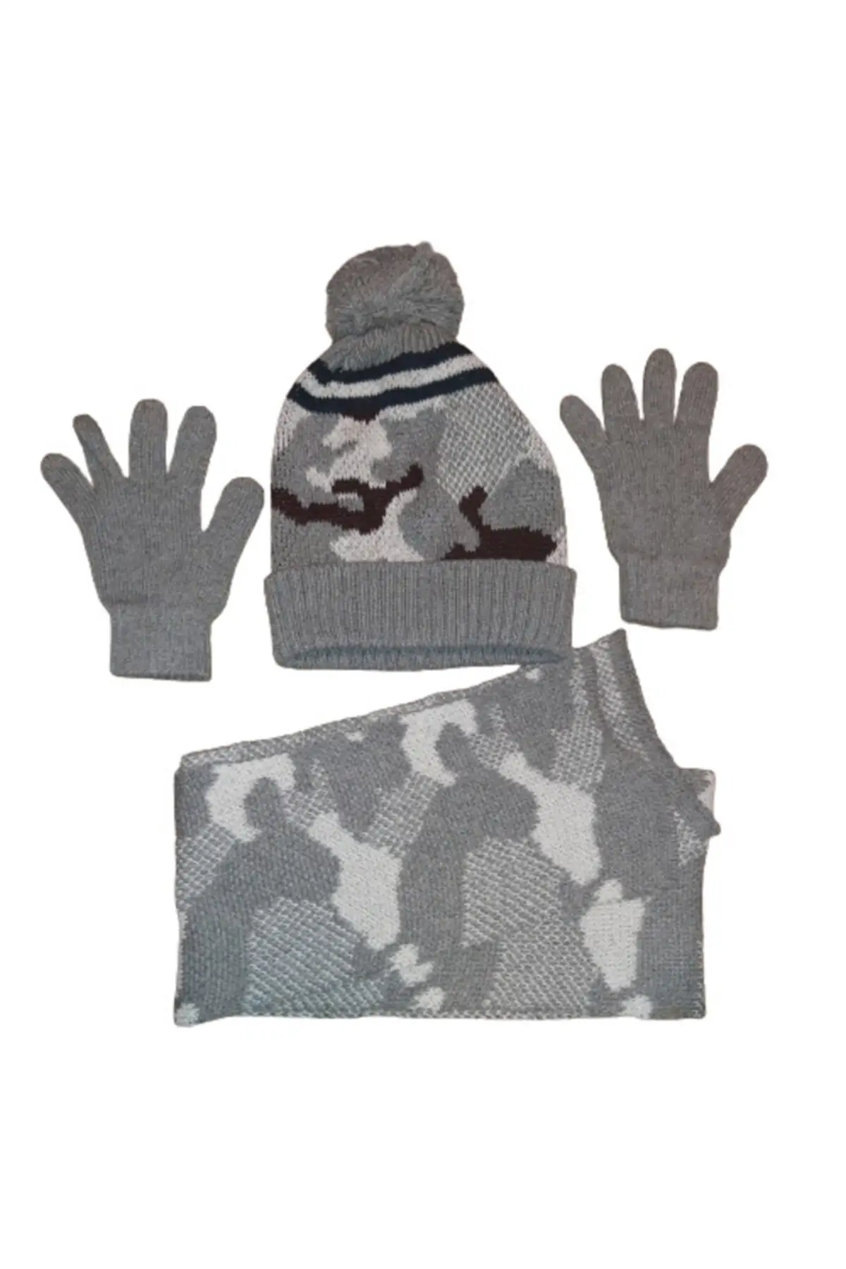 

Комплект из шарфа, шапки и перчаток для мальчиков, Детские камуфляжные перчатки, светильник-серые тунго цвета для 9, 10, 11, 12 лет