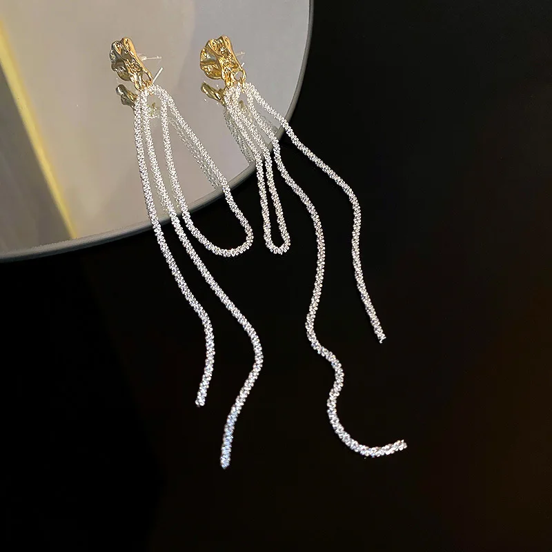 

Korean Long Tassel Earrings Women's Simple Trend Vintage Temperament Geometric Drop Earrings Fashion Jewelry Beautiful Gifts
