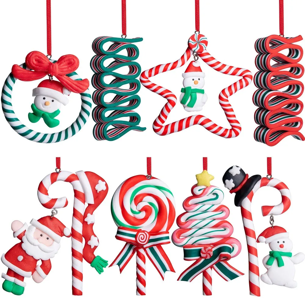 

Cute Soft Ceramics Lollipop Candy Hanging Ornaments Sweets Christmas Decorations 2023 Santa Claus Gifts Xmas Tree Christmas Deco