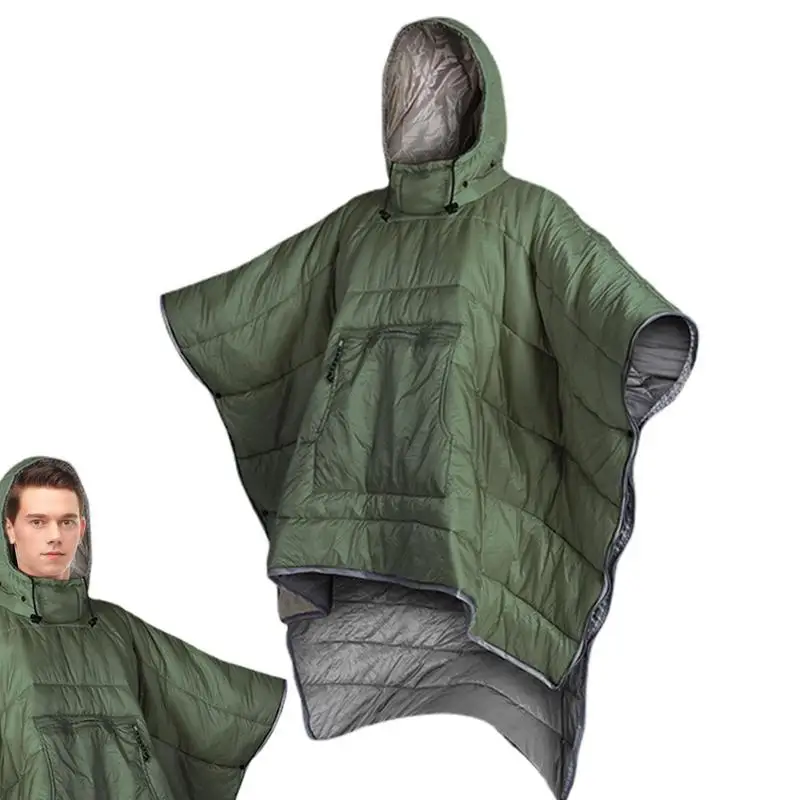 

Wearable Blanket Adult Water-resistant Poncho Warm Blanket Cloak Wearable Cloak Sleeping Bag Camping Equipment For Hiking