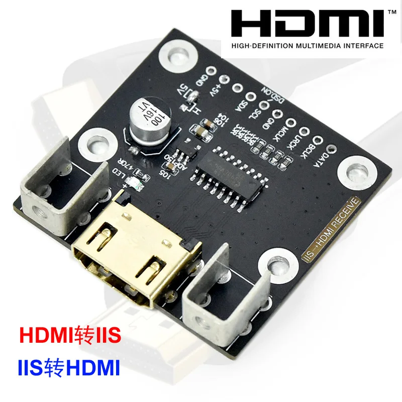 

HDMI-compatible to I2S receiver board I2S to HDMI-compatible transmitter board Differential I2S signal conversion DAC decoder