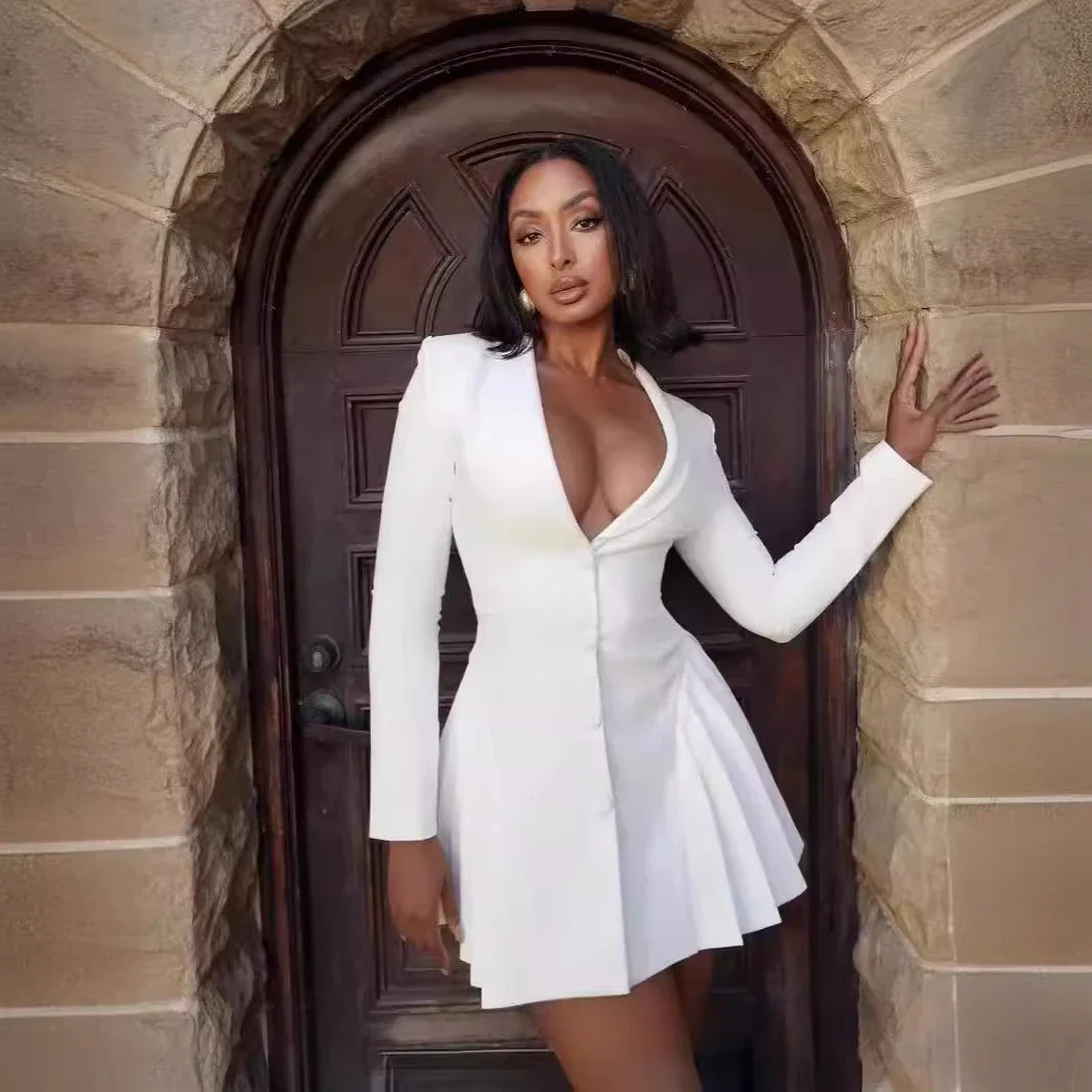 Женское осеннее платье-блейзер Mingmingxi Новое поступление 2024 офисное женское