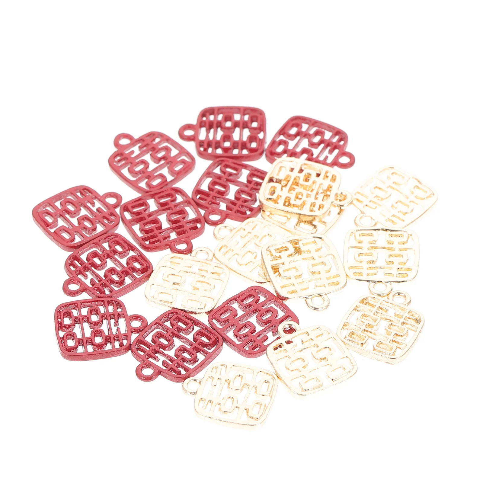 

60 Pcs Double Happiness Pendant Chinoiserie Decor Decorative Wedding Alloy Hangings Supplies Happy Charms Miss Crafts