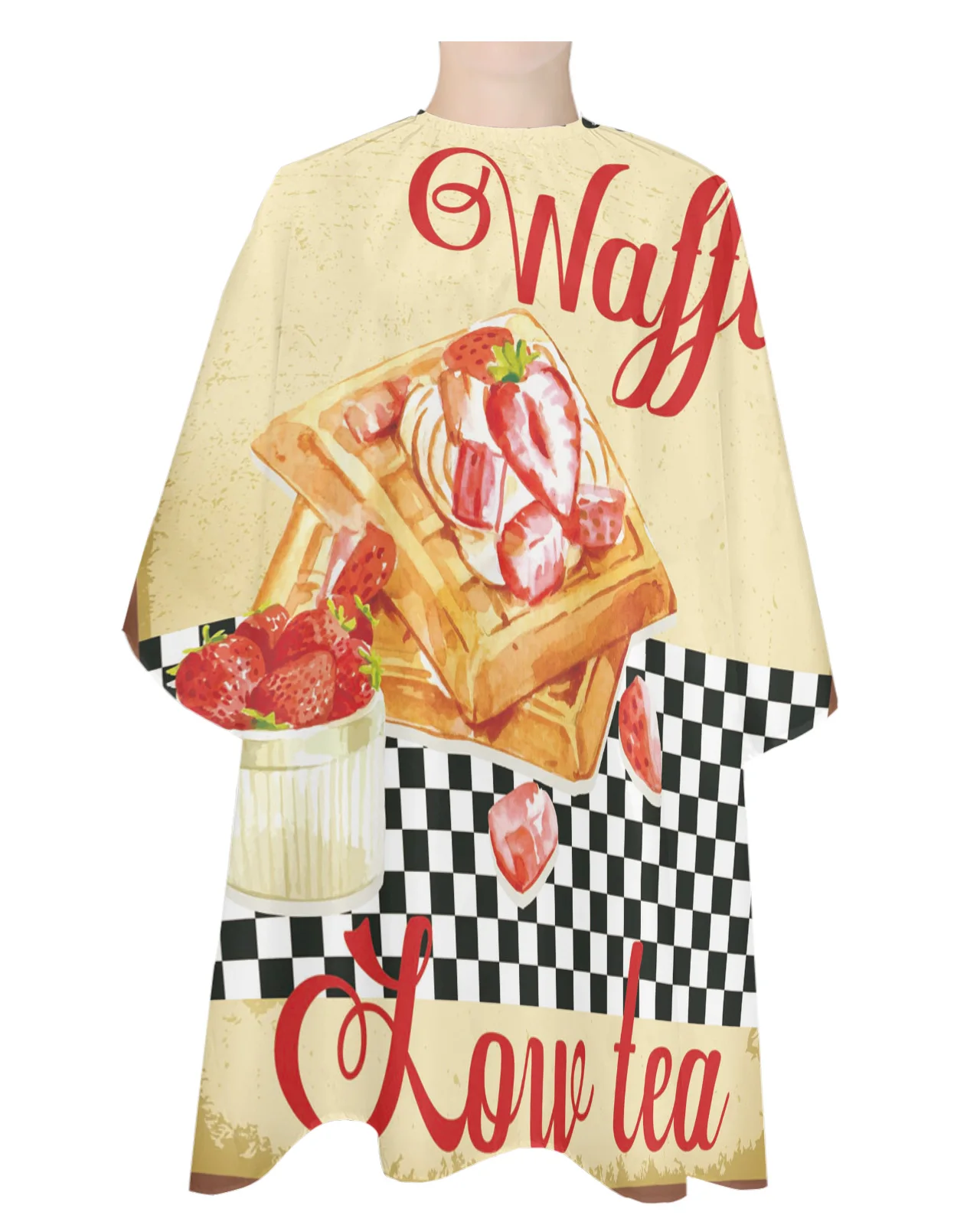 

Фартук для парикмахерской с принтом десерт вафельная клубника