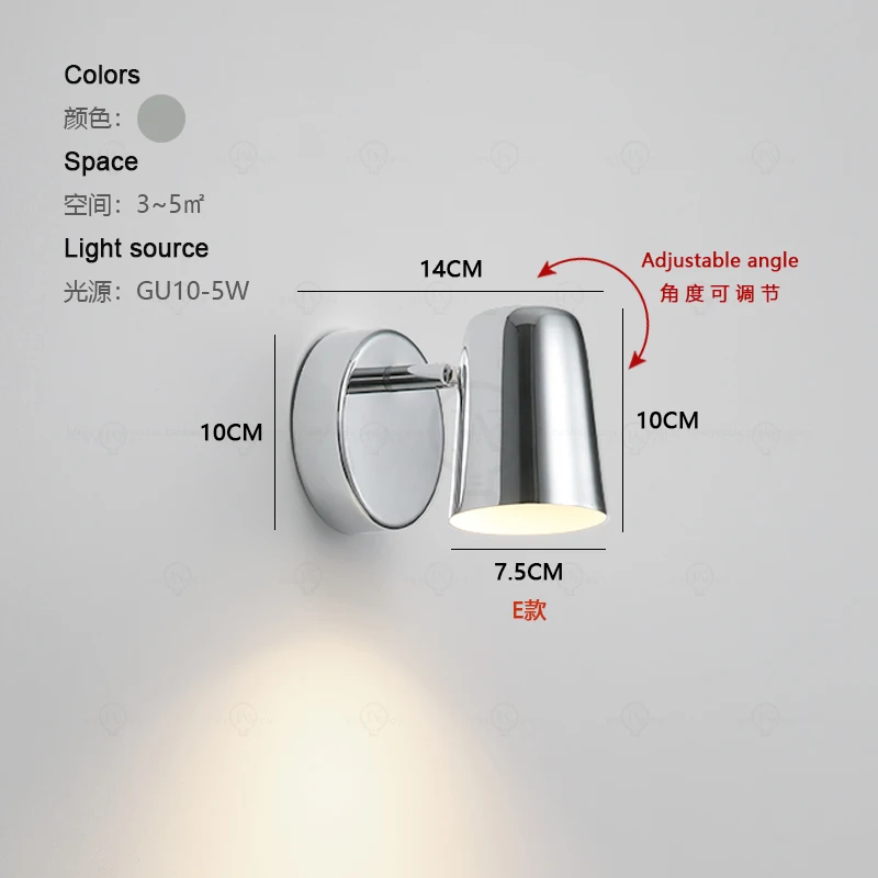 

Современная Настенная прикроватная лампа для спальни, для чтения, небольшая Серебристая лампа с гальваническим покрытием для кабинета, детской комнаты, настенная лампа с регулируемым углом