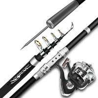2019 new fishing set telescopic fishing rod with reel carbon fiber super hard long throwing power hand rod ultra light seapole