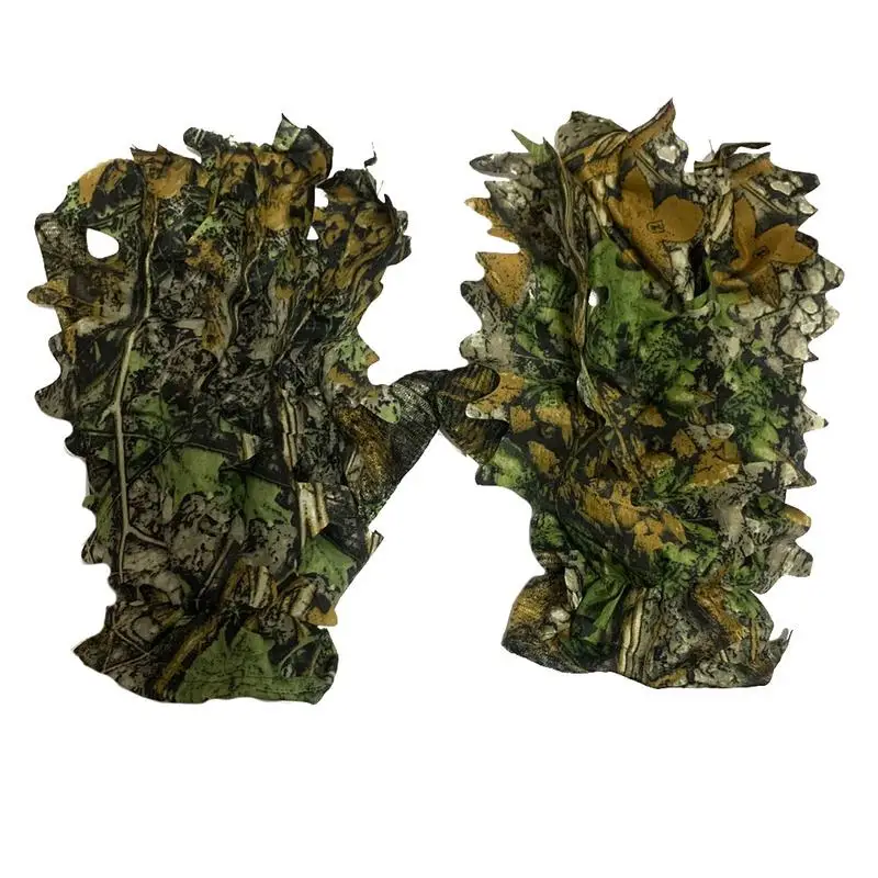 

1 Pair Sneaky 3D Leaf Camo Gloves Full Finger Comfortable Non-slip Durable For Outdoor Hunting Fishing CS Shooting High Quality