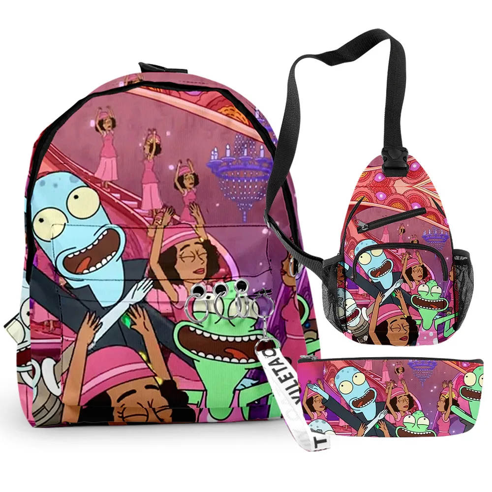 

Роскошный рюкзак в стиле аниме с противоположными солнечными панелями 3 шт./компл., школьный портфель для учеников с 3D принтом, дорожный рюкз...