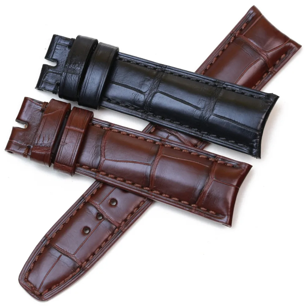 Suitable For Baume & Mercier CLIFTON Men Watchband Crocodile Leather Watch Strap With Bamboo Grain Black Brown 20 21mm