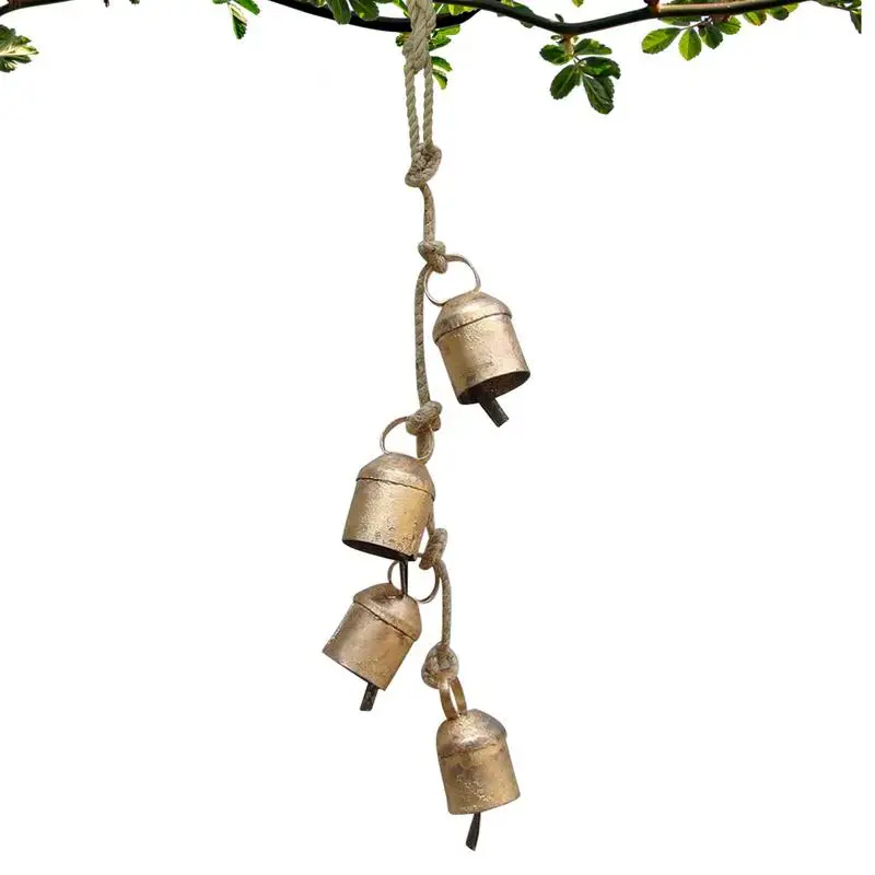 

Rustic Cow Bells 4 Pcs Metal Vintage Rustic Cow Bells Decorative Hangable Iron Wall Decor With Lanyard For Display Home Outdoor