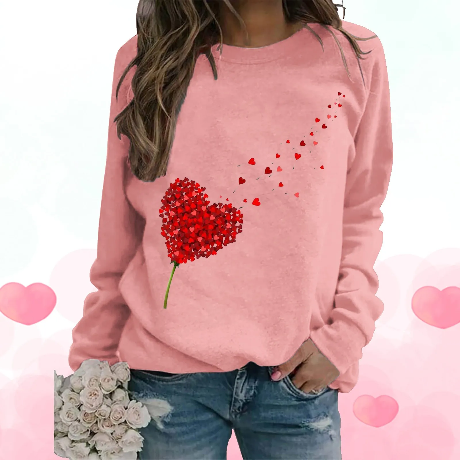 

Crop Sweatshirt Women Womens Daily Print O Neck Sweatshirt Round Neck Fit Pullover Tops Casual Long Sleeve Long Sleeve Tee