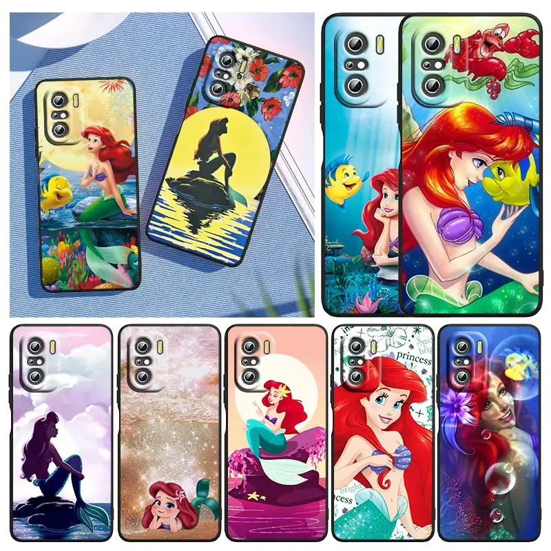 

Mermaid Disney Princess For Xiaomi Redmi Note 10S 10 K50 K40 Gaming Pro 10 9AT 9A 9C 9T 8 7A 6A 5 4X Black Soft Phone Case