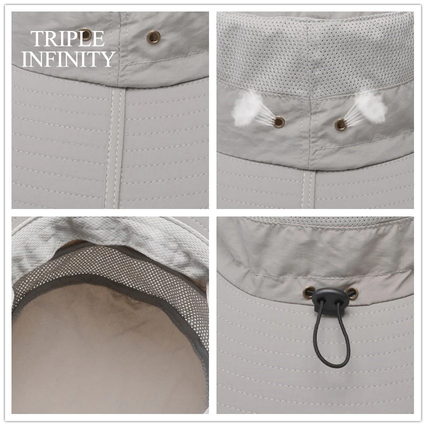 Шляпа мужская с широкими полями быстросохнущая солнцезащитная дышащая для