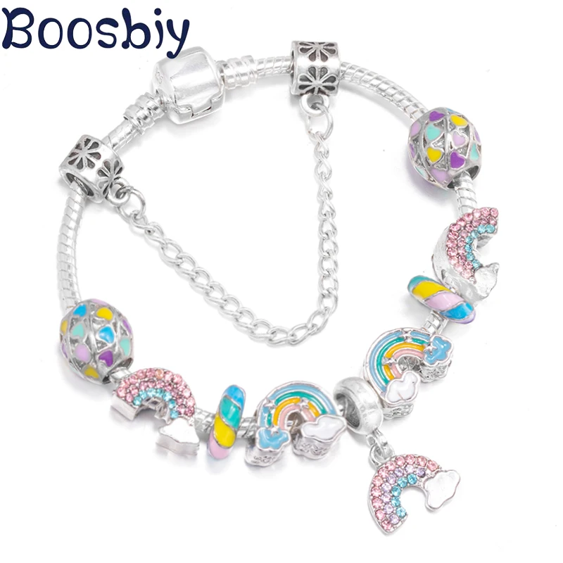 Критальная Радужная цветная цепочка с бусинами в форме сердца подвесками Сделай