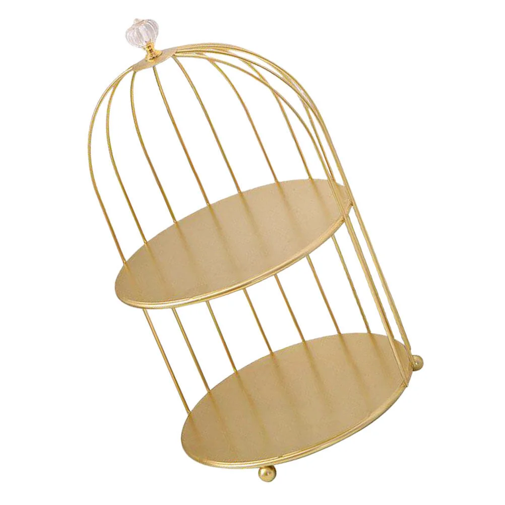

Dessert Makeup Display Stand Exquisite Organizer Birdcage Shape Holder Metal Bracket