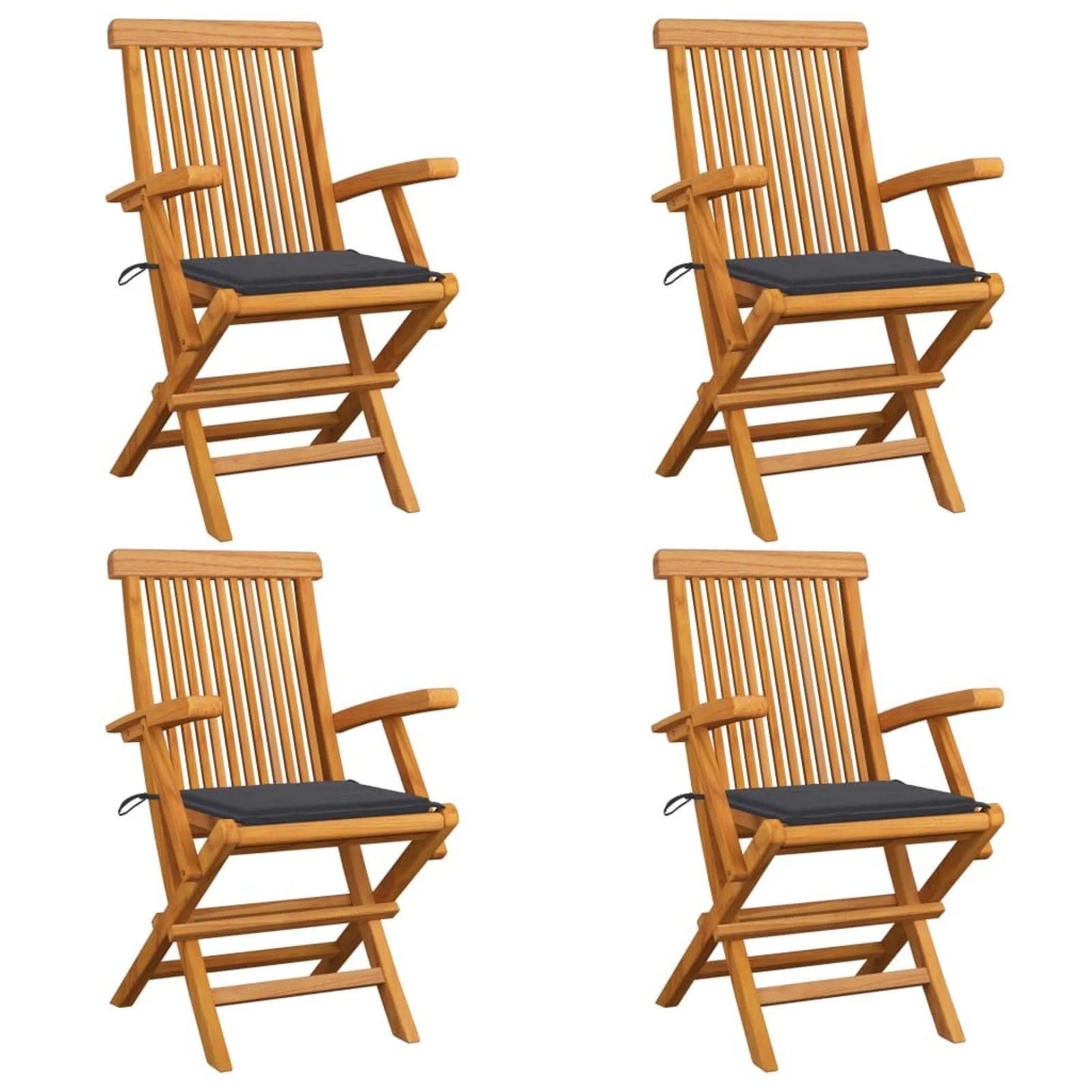 

Patio Chairs with Anthracite Cushions 4 pcs Solid Teak Wood