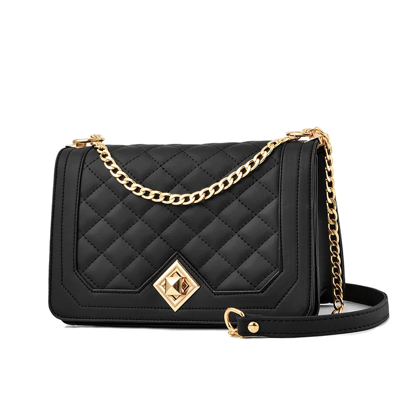 

2022 Luxury Rhombic Lattice Women Shoulder Bag Elegant Pu Leather Messenger Bags Female Flap Quilted Chain Crossbody Handbags