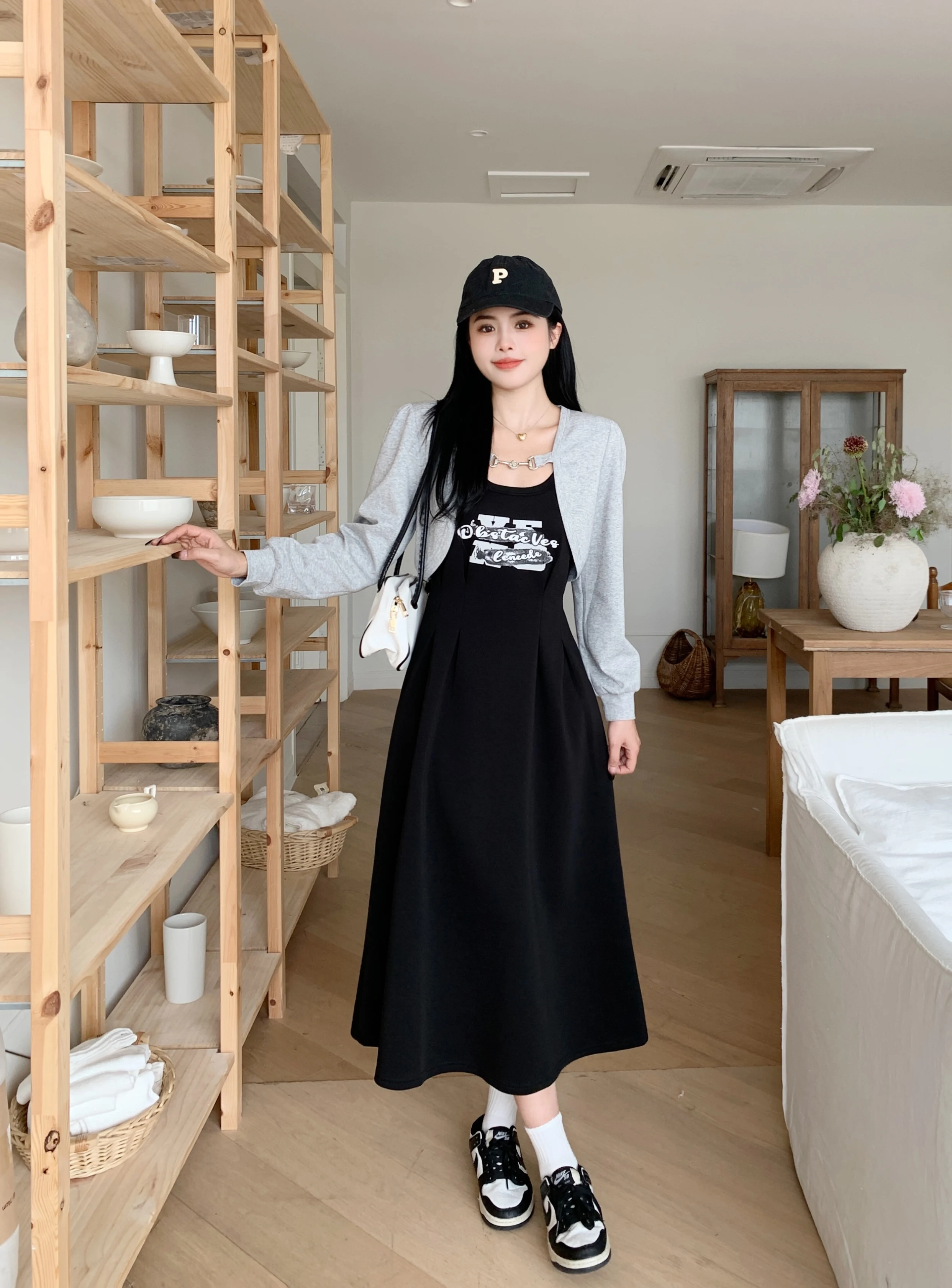 Реальная фотография женская одежда полная Девочка Осень Новый дизайн стройнящая