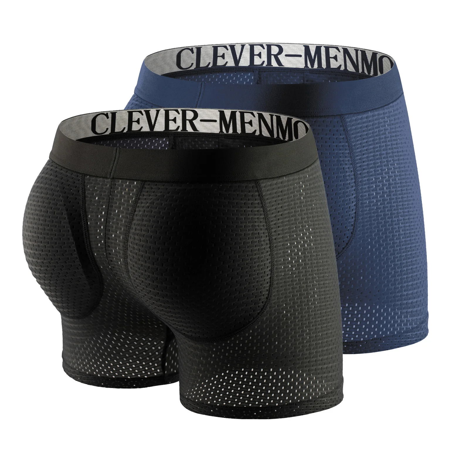 2pcs Padded Boxer Underwear Men Sexy Mesh Lingerie Push Up Pad Butt Enlarge Buttocks Lifter Penis Pouch hombre Underpants