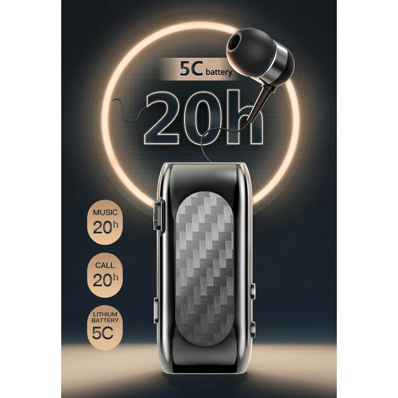 

Hot-selling Mini Bluetooth Headset Call Vibration Reminder Collar Clip Single-ear Car Sports Ear-shaped Noise Reduction Headset