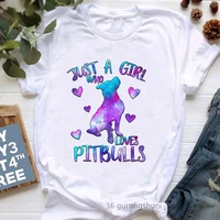 watercolor just a girl who loves pitbulls graphic print t shirt women kawaii dog lover tshirt femme harajuku shirt summer tops