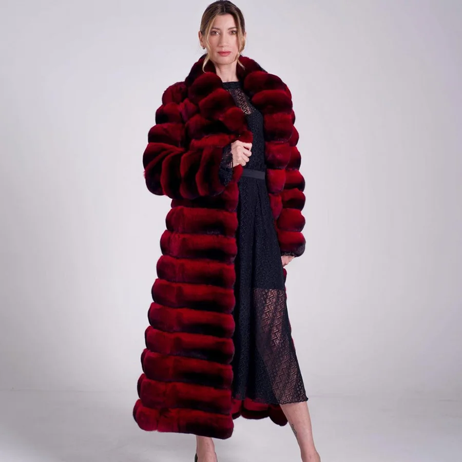 

Women Real Rex Rabbit Fur Chinchilla Colour Winter Jacket