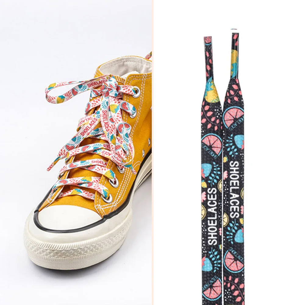 Flat Macaron Cute Printing Shoelaces For Sneakers Pattern Print Fruit Shoelace Strawberry Strawberry Watermelon Shoe Laces
