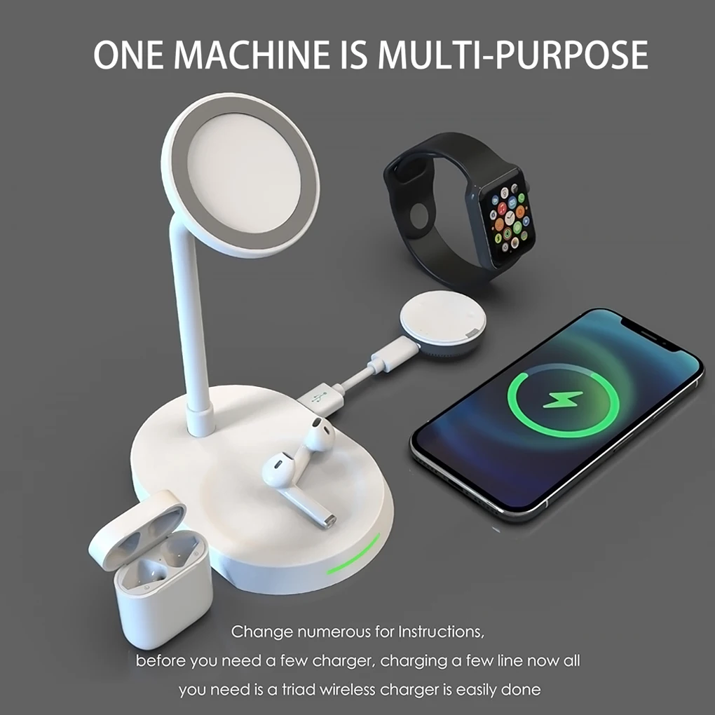 

New 2 In 1 15W Qi Magentic Wireless Charger Stand Pad Fast Charging for iPhone 13 12 Pro Max Mini Airpods Pro Watch