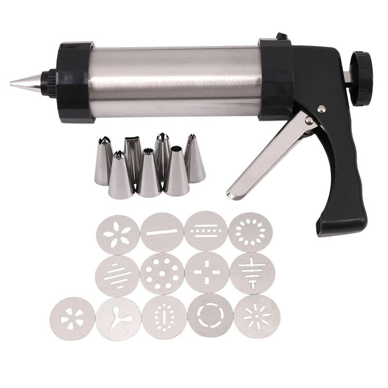 

Biscuit Maker Cookie Making Machine Cookie Press Machine Cake Decoration 13 Cookie Blades And 8 Pastry Nozzles Cookie Press Icin