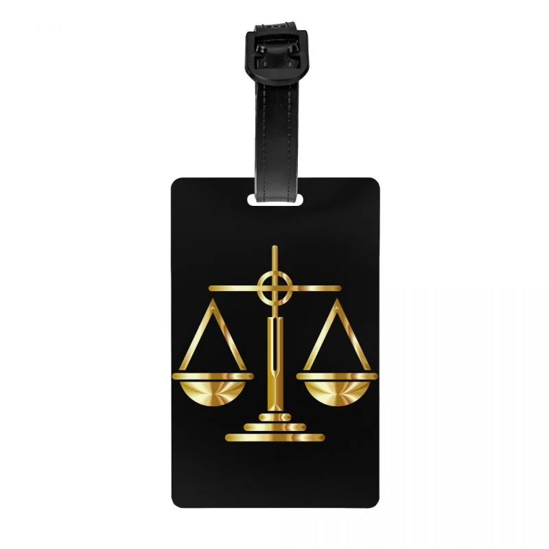 

Gold Scales Of Justice Law Logo Luggage Tag Custom Lawyer Legal Party Baggage Tags Privacy Cover ID Label