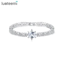 luoteemi 18cm trendy crystal bracelet for women clear cz stone bangles charm fashion jewellery dating christmas gift accessories